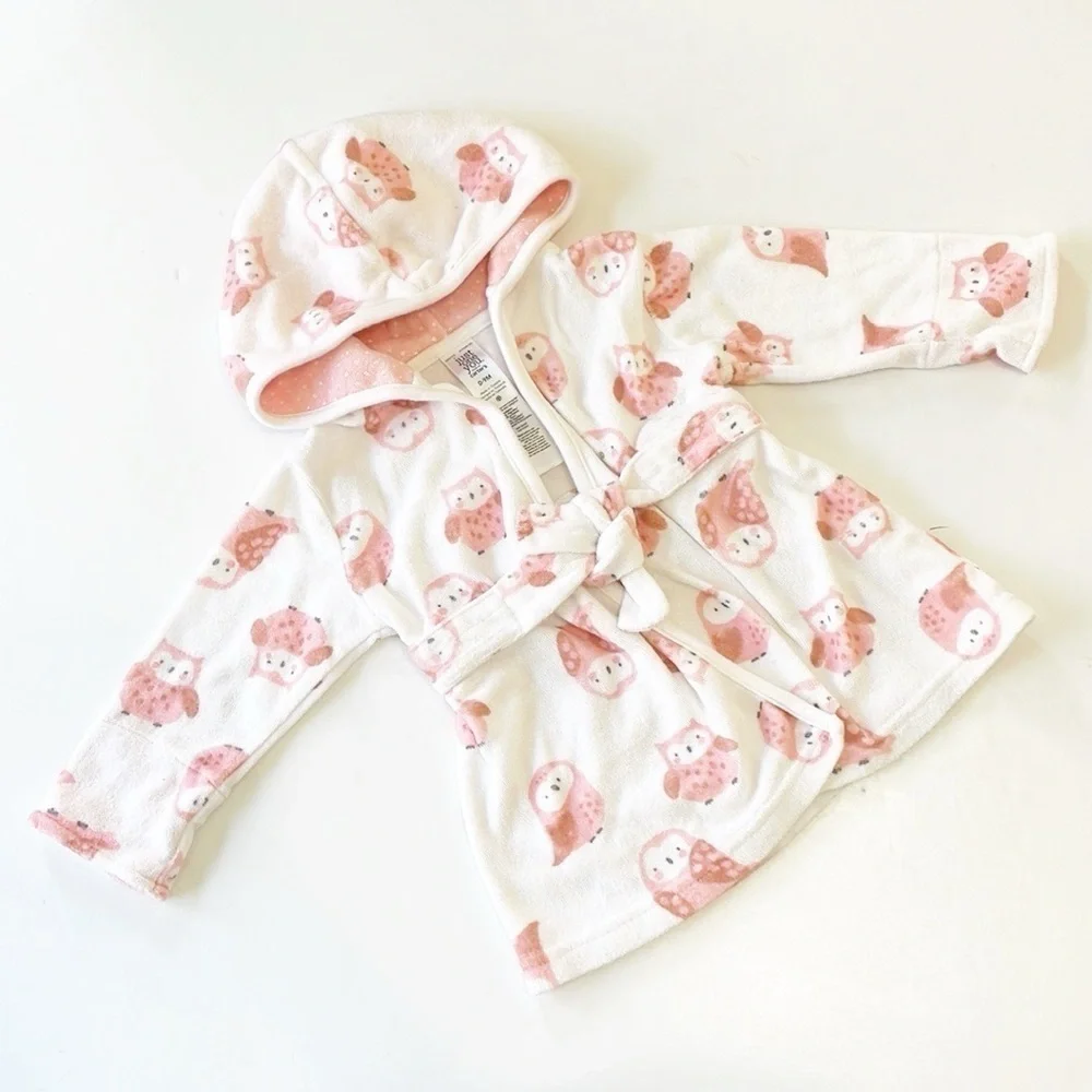 Carter's owl print terry cloth baby robe